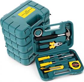 Fl-lanties-2669 Lanties 6 Set Household Tools Kit Home Repair With Plastic Toolbox 8 Piece Beginner