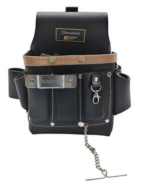 3401 Leather Gold 703856222649 Heavy Duty Oil Tanned Electrician Tool Pouch With 10 Pockets Black