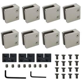 Y2-0003 Lesolar Stainless Steel 316 Glass Clamp 8 Pcs 8-12mm Adjustable Brackets 1.8 Inch Heavy Duty