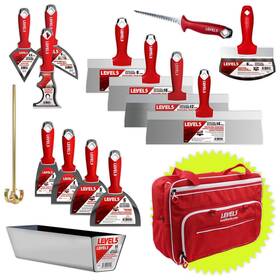 Level5 810091333211 Contractors Hand Tool Set With Bag - Premium Joint Taping And Specialty Knives