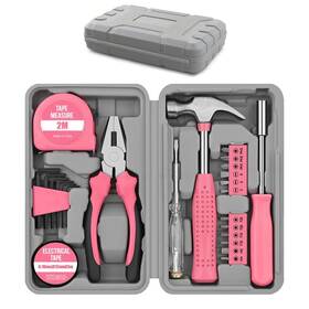 Dt9713p Lirfix 24pcs Pink Home Repair Tool Kit For Women - Compact Mini Starter Hardware Set