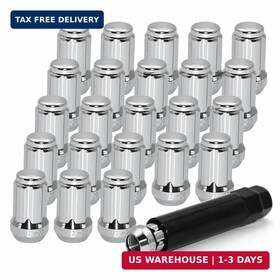 Lujiani N012 24 Pcs 1/2-20 Chrome Lug Nuts 1.35 Inch Tall Hex Trailer 60 Degree Conica