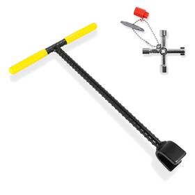 Luxorigins 860010701324 Water Meter Key 12 Inch - Universal Yellow Wrench Tool With T-handle Shut O