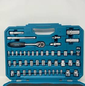 E-06616 Makita 120-pc Maintenance Hand Tool Set Blue/black Case - 1/4 Inch And 3/8