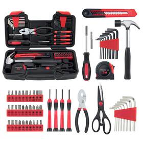 M836-red Martcolor 58 Piece Household Tool Set General Hand Kit With Plastic Too