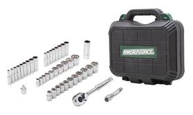 Mo67200 Masterforce 42 Piece Set Vanadium Steel 1/4 Inch And 3/8 Drive Sae Metric Mechanics Hand Tool