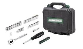Mo67201 Masterforce 46 Piece Set Vanadium Steel 1/4 Inch And 3/8 Drive Sae Metric Mechanics Hand Tool