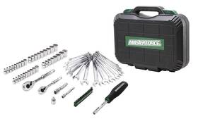 Mo67203 Masterforce 69 Piece Set Vanadium Steel 1/4 Inch And 3/8 Drive Sae Metric Mechanics Hand Tool