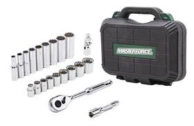 Mo67206 Masterforce 21 Piece Set Chrome Vanadium Steel 3/8 Inch Drive Sae Mechanics Tool With Hard Case
