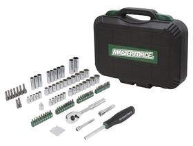 Mo67216 Masterforce 90 Piece Set Vanadium Steel 1/4 Inch And 3/8 Drive Sae Metric Mechanics Hand Tool