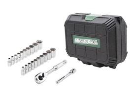 Mo67221 Masterforce 22 Piece 1/4 Inch Drive Sae Metric Mechanics Tool Set Polished Chrome Vanadium Steel