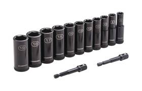 Mo68115 Masterforce 12 Piece Set Chrome Vanadium Steel 3/8 Inch Drive Sae 6 Point Deep Impact Socket