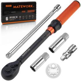 Mt9053-matework-us Matework 3/8-inch Drive Torque Wrench 6pcs Magnetic Spark Plug Socket Set With