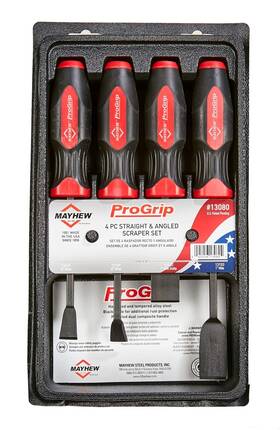 Mayhew Tools 045256130804 13080 4 Pc Progrip Straight And Angled Scraper Set Multi Piece