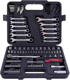 Mechmax 711106200022 121 Piece Mechanic Tool Socket Set 3/8 And 1/4 Inch Drive Sae Metric Size