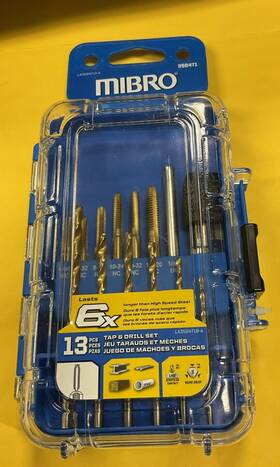 358471 Mibro New Tap And Drill Set 13pc Tool Taps Titanium Bits Wrench