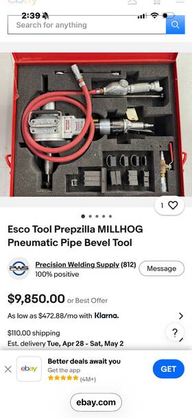 41592 Millhog Pneumatic Pipe Bevel Tool