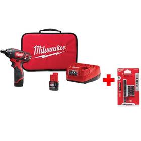 2401-22-48-32-4515 Milwaukee Screwdriver Kit 12v Lithium-ion Cordless 1/4 Inch Hex With 1.5ah Batteries 2