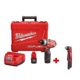 2402-22-2415-20 Milwaukee Tools 1/4ftft Hex 2-speed Screwdriver Kit With M12 3/8ftft Right Angle Drill