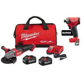 2980-22-2760-20 Milwaukee Paddle Switch Grinder Kit 4-1/2 Inch -6 Li-ion With Surge Impact Driver 18v