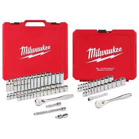 Milwaukee 313030771742 3/8 In And 1/4 Drive Sae/metric Ratchet/socket Mechanics Tool Set 8