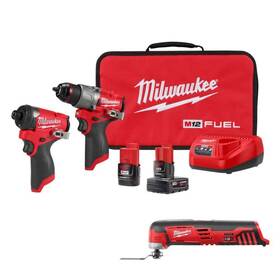 3497-22-2426-20 Milwaukee Power Tool Combo Kit Built-in Light Heavy Duty Variable Speed Red