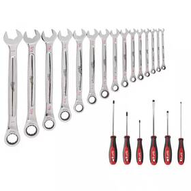 Milwaukee 445014275205 Sae Combination Ratcheting Mechanics Tool Set 21-piece