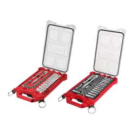 Milwaukee 445014426423 Ratchet - Socket Mechanics Tool Set With Packout Case 3/8 Inch 60-piece