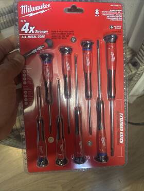 48-22-2614 Milwaukee 8 Piece Precision Screwdriver Set All-metal Core