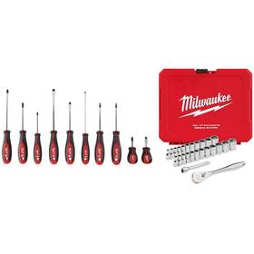 48-22-2710-48-22-9044 Milwaukee Tools Drive Sae/metric Ratchet Socket Mechanics Tool Set Screwdriver