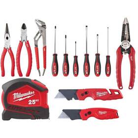 48-22-6331-48-22-3079sb Milwaukee Pliers Kit With Screwdriver Set Tape Measure Utility Knives 13-piece