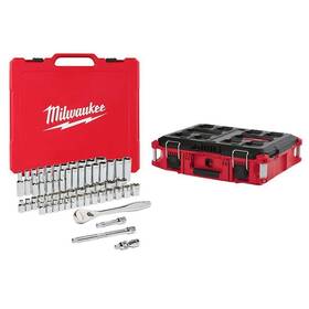 48-22-9008-48-22-8424 Milwaukee Sae/metric Ratchet/impact Socket 3/8 Inch Drive 56-piece 22 Tool Box