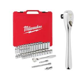 48-22-9008-48-22-9036 Milwaukee Ratchet Socket Tool Set 3/8 Inch Drive Sae/metric 90-tooth 57-piece