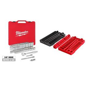 48-22-9008-48-22-9486t Milwaukee Ratchet Socket Set 3/8 Inch Drive Sae/metric With Case Trays 56-piece