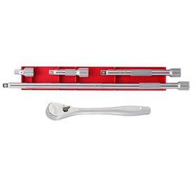 48-22-9038-48-22-9341 Milwaukee Ratchet 3/8 Inch Drive Low Profile With Extension Set 5-piece