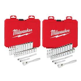 48-22-9404-48-22-9504 Milwaukee Mechanics Tool Set 1/4 Inch Drive Sae/metric Ratchet And Socket 54-piece