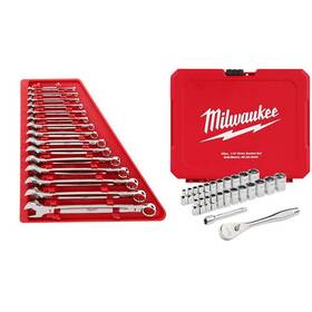 48-22-9415-48-22-9044 Milwaukee Drive Wrench Set 1/4 Inch With Sae/metric Ratchet And Socket 40-piece