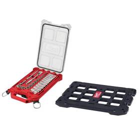 48-22-9481-48-22-8485 Milwaukee Sae Mechanics Tool Set 3/8 Inch Drive Deep 28-piec With Mounting Plate