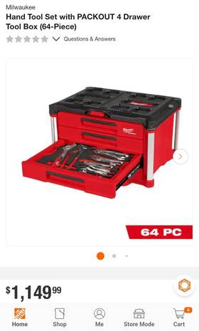 48-22-9493 Milwaukee New Hand Tool Set Packout 4 Drawer Box 64-piece