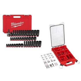 49-66-7009-48-32-5157 Milwaukee Impact Socket 3/8 Inch Drive Driver Bit Set Packout Case 133-piece