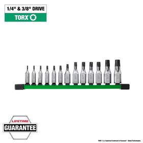 5870312 Milwaukee 13pc 1/4 Inch And 3/8 Drive Torx Bit Socket Set Pieces Qty. 13