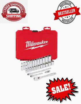 Milwaukee 705353876264 1/4 Inch Drive Metric Ratchet And Socket Mechanics Tool Set 28-piece