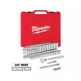 Milwaukee 744110226041 3/8 In Drive Sae/metric Ratchet And Socket Mechanics Tool Set 56-piece