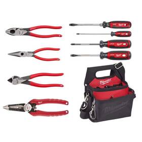 Milwaukee 882346288065 Linemans Dipped Grip Pliers With Wire Stripper Hand Tool Set 9-piece