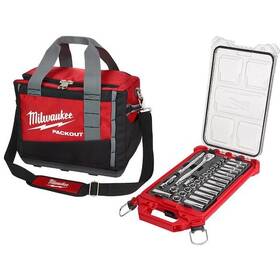 Milwaukee 888234568622 3/8 Inch Ratchet And Socket Mechanics Tool Set With Packout Case Bag 32-piece