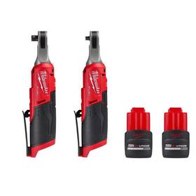 Milwaukee 888234622911 Cordless Ratchet 12v 2-pieces 3/8 Inch 1/4 With 2 2.5 Ah Batteries