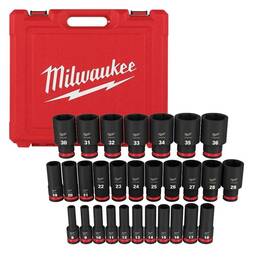 Mlw49-66-7015 Milwaukee Tool 29pc Shockwave Impact Duty 1/2 Inch Drive Metric Deep 6 Point Socket