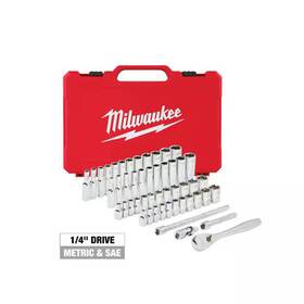 Mpn-303940502833 Milwaukee Drive Sae/metric Ratchet 1/4 Inch And Socket Mechanics Tool Set 50-piece