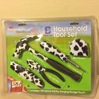 Mit 6 Piece Household Tool Set Farm Country Cow Print W Hanging Pouch Repairs 020209187746