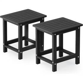 Mximu 744110321760 16.73 Inch H Black Square Single Layer Plastic Adirondack Outdoor Patio Side Tabl